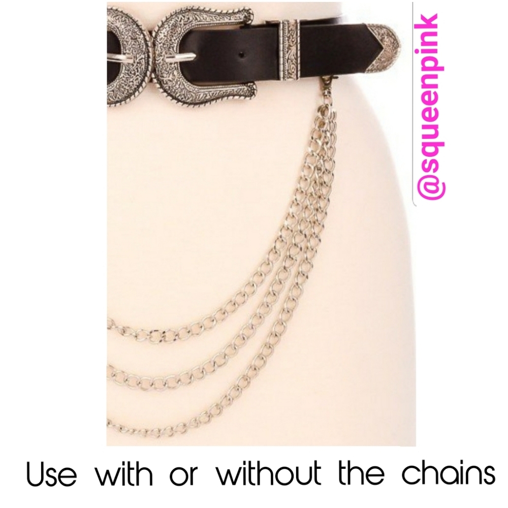 🍭💥Double Buckle Belt w/ Chains - Picture 2 of 6